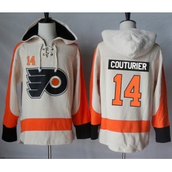 Flyers #14 Sean Couturier Cream Sawyer Hooded Sweatshirt Stitched NHL Jersey