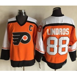 Flyers #88 Eric Lindros Orange CCM Throwback Stitched NHL Jersey