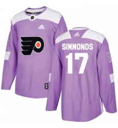 Mens Adidas Philadelphia Flyers 17 Wayne Simmonds Authentic Purple Fights Cancer Practice NHL Jersey 