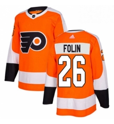 Mens Adidas Philadelphia Flyers 26 Christian Folin Premier Orange Home NHL Jersey 