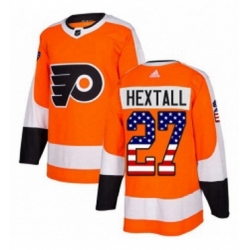 Mens Adidas Philadelphia Flyers 27 Ron Hextall Authentic Orange USA Flag Fashion NHL Jersey 