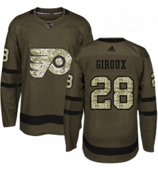 Mens Adidas Philadelphia Flyers 28 Claude Giroux Premier Green Salute to Service NHL Jersey 