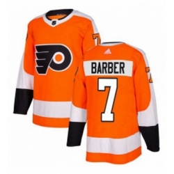 Mens Adidas Philadelphia Flyers 7 Bill Barber Premier Orange Home NHL Jersey 