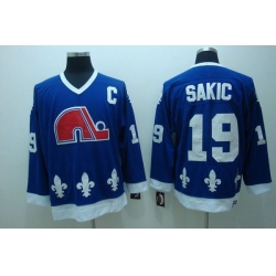 Nordiques #19 Joe Sakic Stitched CCM Throwback Blue NHL Jersey