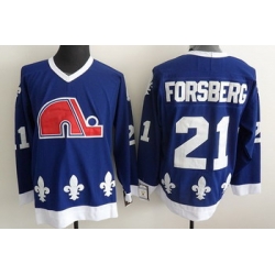 Quebec Nordiques 21 FORSBERG blue jerseys