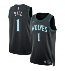 Men Minnesota Timberwolves  1 LaMelo Ball Black 2026 27 Statement Edition Stitched Basketball Jersey