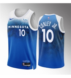 Men Minnesota Timberwolves 10 Mike Conley Jr  Blue 2023 24 City Edition Stitched Jersey