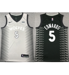 Men Minnesota Timberwolves 5 Anthony Edwards Grey Black Stitched Jersey