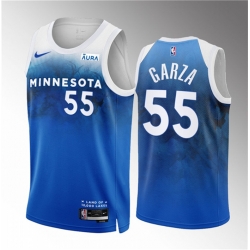 Men Minnesota Timberwolves 55 Luka Garza Blue 2023 24 City Edition Stitched Jersey