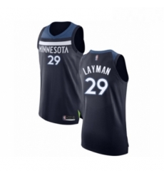 Mens Minnesota Timberwolves 29 Jake Layman Authentic Navy Blue Basketball Jersey Icon Edition 