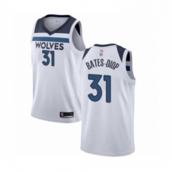 Mens Minnesota Timberwolves 31 Keita Bates Diop Authentic White Basketball Jersey Association Edition 