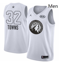 Mens Nike Jordan Minnesota Timberwolves 32 Karl Anthony Towns Swingman White 2018 All Star Game NBA Jersey