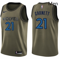 Mens Nike Minnesota Timberwolves 21 Kevin Garnett Swingman Green Salute to Service NBA Jersey