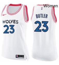 Womens Nike Minnesota Timberwolves 23 Jimmy Butler Swingman WhitePink Fashion NBA Jersey 