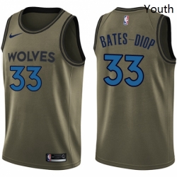 Youth Nike Minnesota Timberwolves 33 Keita Bates Diop Swingman Green Salute to Service NBA Jersey 