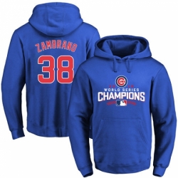 MLB Men Chicago Cubs 38 Carlos Zambrano Royal 2016 World Series Champions Walk Pullover Hoodie