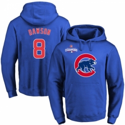 MLB Men Chicago Cubs 8 Andre Dawson Royal Team Color Primary Logo Pullover Hoodie