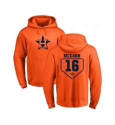 Men MLB Nike Houston Astros 16 Brian McCann Orange RBI Pullover Hoodie