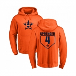 Men MLB Nike Houston Astros 4 George Springer Orange RBI Pullover Hoodie