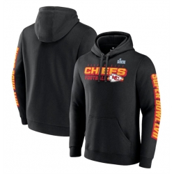 Men Kansas City Chiefs Black Super Bowl LVII Star Trail Pullover Hoodie