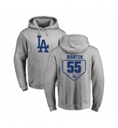 Men Baseball Los Angeles Dodgers 55 Russell Martin Gray RBI Pullover Hoodie