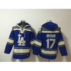 Men Los Angeles Dodgers 17 Shohei Ohtani Blue Ageless Must Have Lace Up Pullover Hoodie