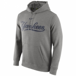 Men MLB New York Yankees Nike Club Pullover Hoodie Gray