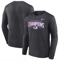 Men Colorado Avalanche Heathered Charcoal 2022 Stanley Cup Champions Long Sleeve T Shirt