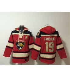 Men Florida Panthers 19 Matthew Tkachuk Red Lace Up Pullover Hoodie