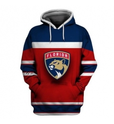 Men Florida Panthers Red Navy All Stitched Hooded Sweatshirt