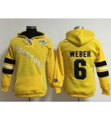 Nashville Predators 6 Shea Weber Yellow Women Old Time Heidi Hoodie NHL Hoodie