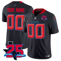 Men Houston Texans Active Player Custom Navy 2026 25th Anniversary Patch 2nd Alternate F U S E Vapor Stitched jersey