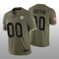 Men Women Youth Miami Dolphins ACTIVE PLAYER Custom Olive 2022 Salute To Service Limited Stitched Jersey