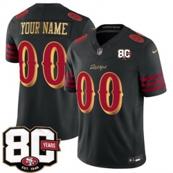 Men San Francisco 49ers Active Player Custom Black 80th Anniversary Patch  Rivalries  2026 F U S E  Vapor Untouchabl Limited Stitched Football Jersey