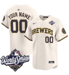 Men Milwaukee Brewers ACTIVE PLAYER Custom Cream 2026 World Series Limited Stitched Baseball Jersey Men Milwaukee Brewers ACTIVE PLAYER Custom Cream 2026 World Series Limited Stitched Baseball Jersey