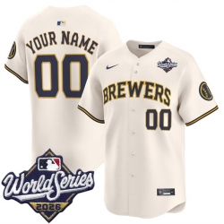 Men Milwaukee Brewers ACTIVE PLAYER Custom Cream 2026 World Series Limited Stitched Baseball Jersey