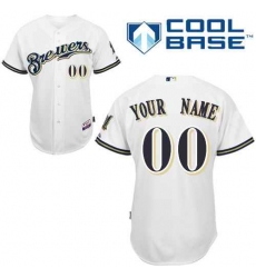 Men Women Youth All Size Milwaukee Brewers Custom Jerseys White 3