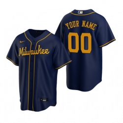 Men Women Youth Toddler All Size Milwaukee Brewers Custom Nike Navy Stitched MLB Cool Base Jersey