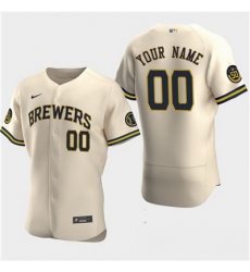 Men Women youth Custom Milwaukee Bewers Custom 50th Anniversary 2020 Cream Flexbase Jersey 