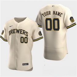 Men Women youth Custom Milwaukee Bewers Custom 50th Anniversary 2020 Cream Flexbase Jersey 