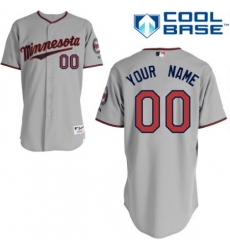 Men Women Youth All Size Minnesota Twins Majestic Cool Base Custom Jersey Grey 3