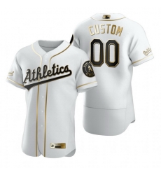 Men Women Youth Toddler All Size Oakland Athletics Custom Nike White Stitched MLB Flex Base Golden Edition Jersey