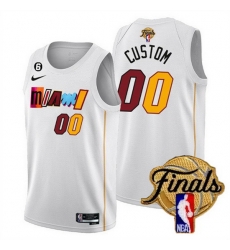 Men Miami Heat Active Player Custom White 2023 Finals City Edition With NO 6 Patch Stitched Basketball Jersey