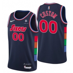 Men Philadelphia 76ers Active Player Custom 2021 22 City Edition Navy 75th Anniversary Stitched Swingman Jersey