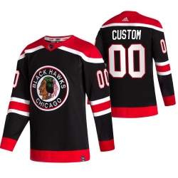 Chicago Blackhawks Custom Black Men Women youth Adidas 2020 21 Reverse Retro Alternate NHL Jersey 