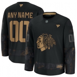 Men Women Youth Chicago Blackhawks Fanatics 2024 Military Appreciation Custom Practice Jersey Black