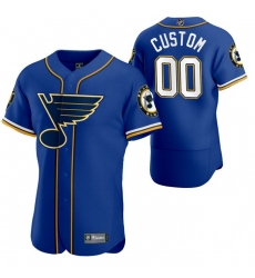 St  Louis Blues Custom Men Women youth 2020 NHL x MLB Crossover Edition Baseball Jersey Blue 