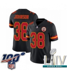 2020 Super Bowl LIV Youth Kansas City Chiefs #38 Dontae Johnson Limited Black Rush Vapor Untouchable Football Jersey