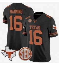 Men Tennessee Volunteers 16 Peyton Manning Black 2026 F U S E SEC Patch Stitched Jersey