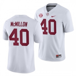 NCAA Football Alabama Crimson Tide Joshua McMillon White 2019 Away Game Jersey